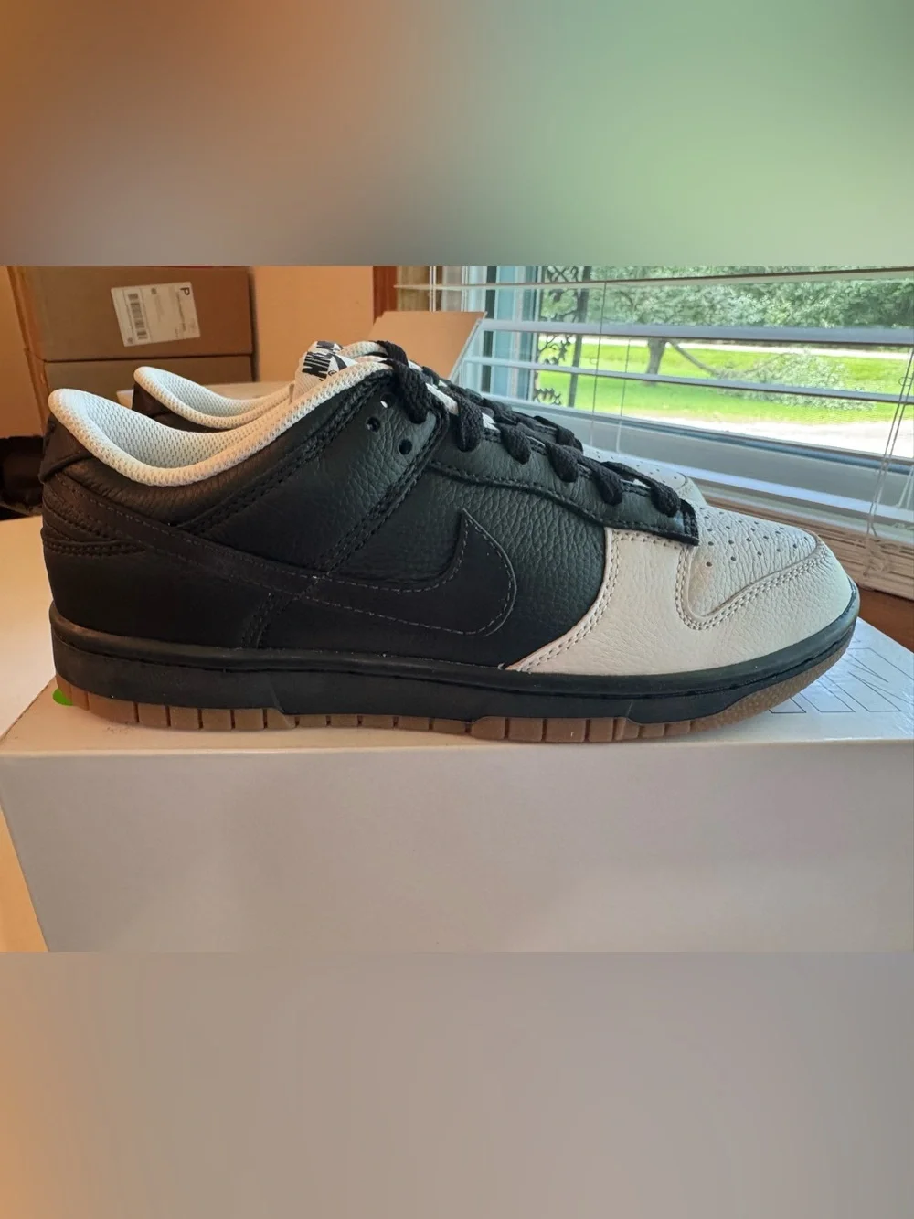 Nike ID Dunk Low, Black/White Gum. Size 8M/9.5W. Brand New/Tried-on.